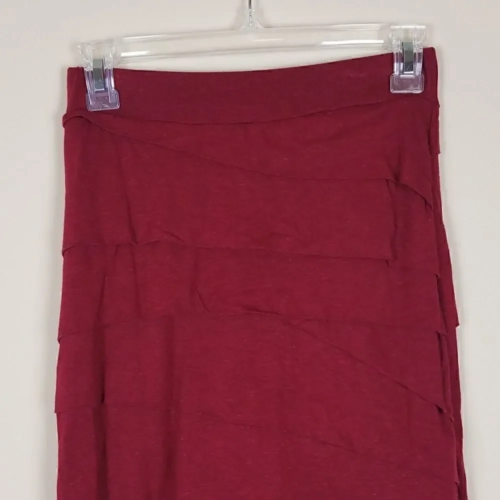 Bordeaux Anthropologie Wine Ruffle Skirt